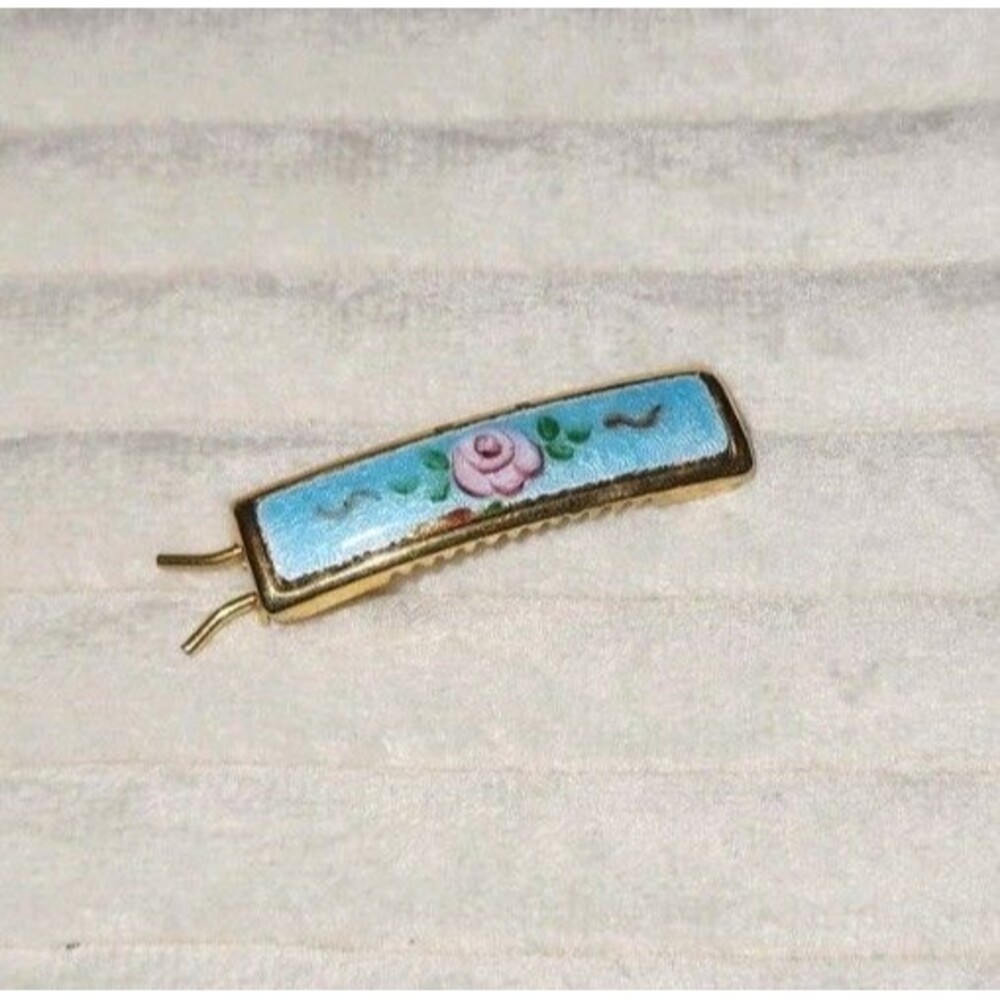 Vintage Gilloche Enamel Hair Pin